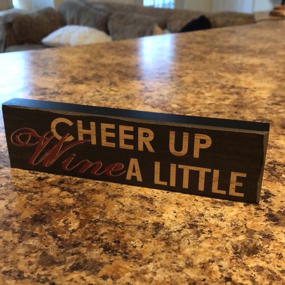“Cheer Up Wine a Little” Decorative Faux Wood Sign - Picture 1 of 7